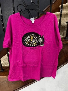 NEW NWT Bright Fuchsia 'Mom Cat' Crazy Shirts B. Kliban Tee XXL